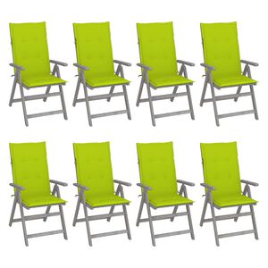 vidaXL Tuinstoelen 8 st verstelbaar met kussens acaciahout grijs