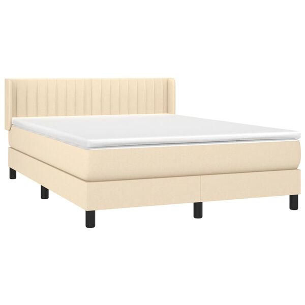 vidaXL Boxspring met matras stof cr&egrave;mekleurig 140x190 cm