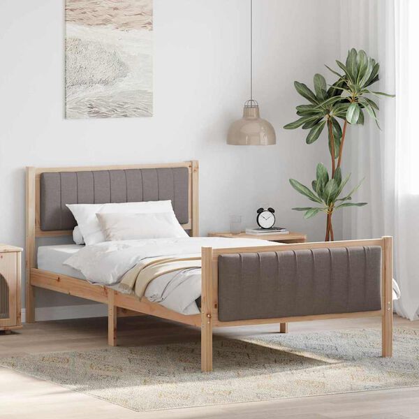 vidaXL Bedframe Bruin en taupe 100 x 200 cm Massief grenenhout