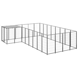 vidaXL Hondenkennel 10,89 m&sup2; staal zwart