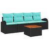 vidaXL Tuinbankenset 5 st Zwart en Turquoise poly rattan