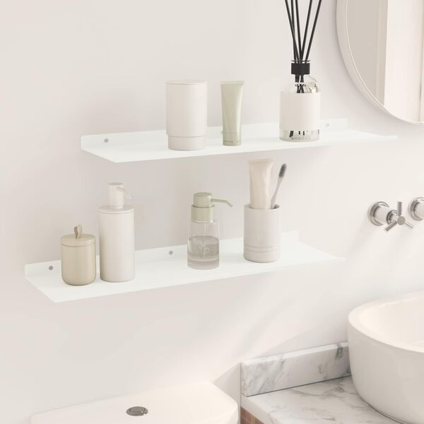 vidaXL Drijvende plank Wandgemonteerd 2 pcs Wit 60 x 18 x 2,5 cm Staal