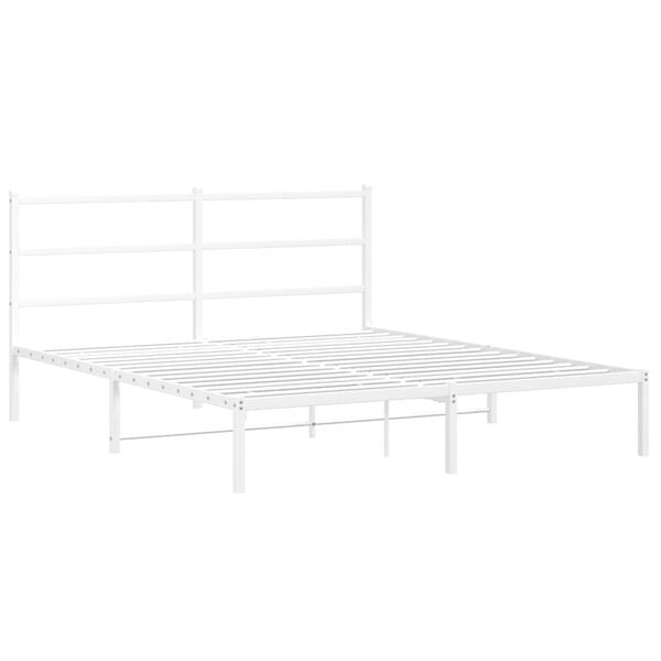vidaXL Bedframe met hoofdbord metaal wit 160x200 cm
