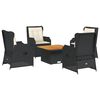 vidaXL 5-delige Loungeset met kussens poly rattan zwart