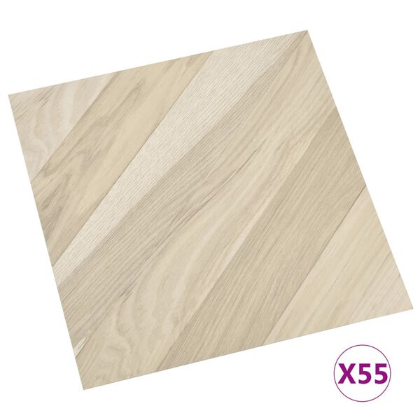 vidaXL Vloerplanken zelfklevend 55 st 5,11 m² PVC gestreept beige