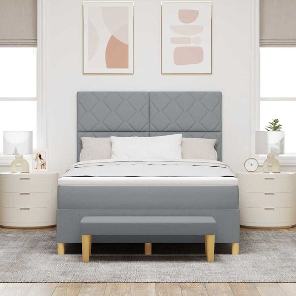 vidaXL Boxspring bed met matras Lichtgrijs 160 x 200 cm Stof