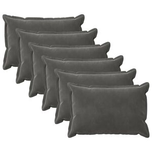 vidaXL Kussen met kussen HOUTEN 6 st Donkergrijs fluweel