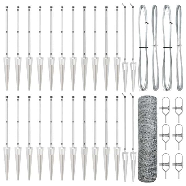 vidaXL Afrasteringspaal Zilver 50 x 1 m (36 mm gaas) Staal