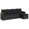 vidaXL 5-delige Loungeset met kussens poly rattan zwart