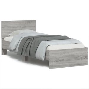 vidaXL Bedframe met hoofdeinde bewerkt hout grijs sonoma 90x190 cm