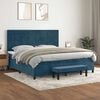 vidaXL Boxspring met matras fluweel donkerblauw 200x200 cm