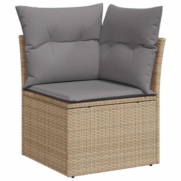 vidaXL 5-delige Loungeset met kussens poly rattan en acaciahout beige