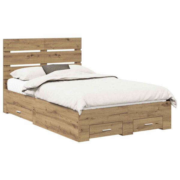 vidaXL Bedframe met lade Artisan Eiken 120 x 190 cm Bewerkt hout