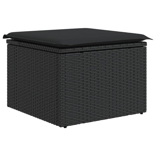 vidaXL Tuinkruk met kussen zwart 55x55x37 cm poly rattan
