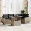 vidaXL 6-delige Loungeset met kussens poly rattan grijs