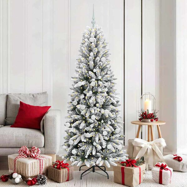 vidaXL Kunstkerstboom Wit 180 cm PVC en Plastic en Staal en PE