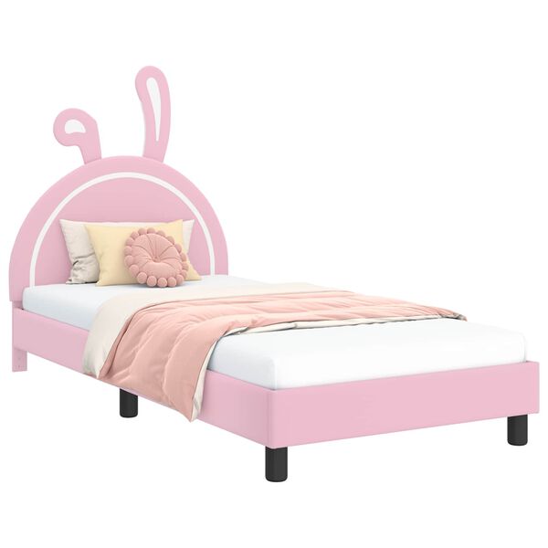 vidaXL Bedframe voor kinderen met hoofdbord Roze 90 x 200 cm PU
