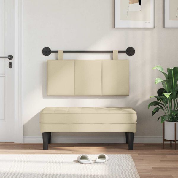 vidaXL Hangend Hoofdeinde Wandgemonteerd Cr&egrave;me 90 x 55 x 5 cm Stof