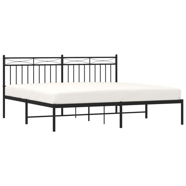 vidaXL Bedframe met hoofdbord metaal zwart 180x200 cm