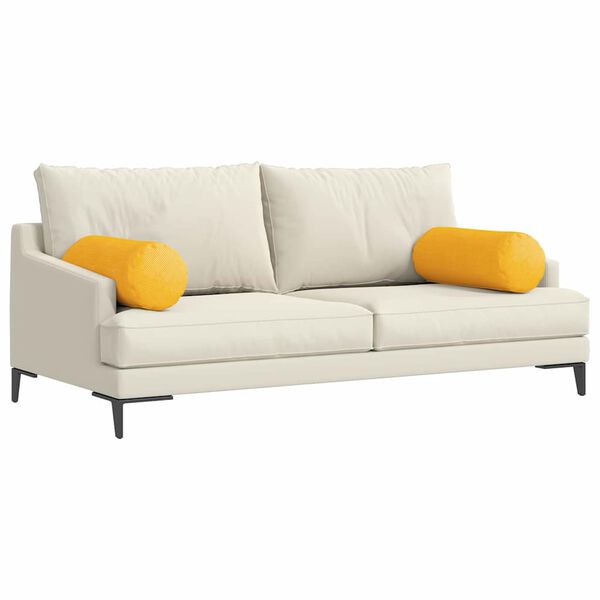 vidaXL Bolster Kussens 2 stuks Lichtgeel &Oslash; 25 x 70 cm Cordstof