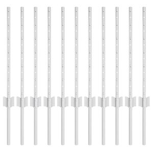 vidaXL Afrasteringspaal 11 pcs Zilver 60 cm Staal