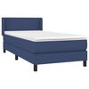 vidaXL Boxspring met matras stof blauw 90x190 cm