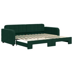 vidaXL Slaapbank met onderschuifbed 90x200 cm fluweel donkergroen