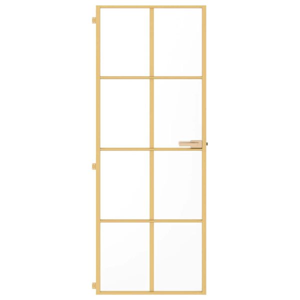 vidaXL Binnendeur smal 76x201,5 cm gehard glas en aluminium goudkleur