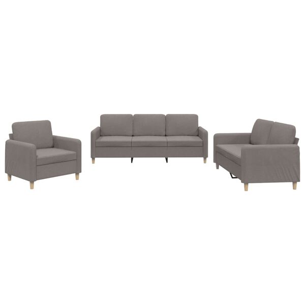 vidaXL 3-delige Loungeset met kussens stof taupe