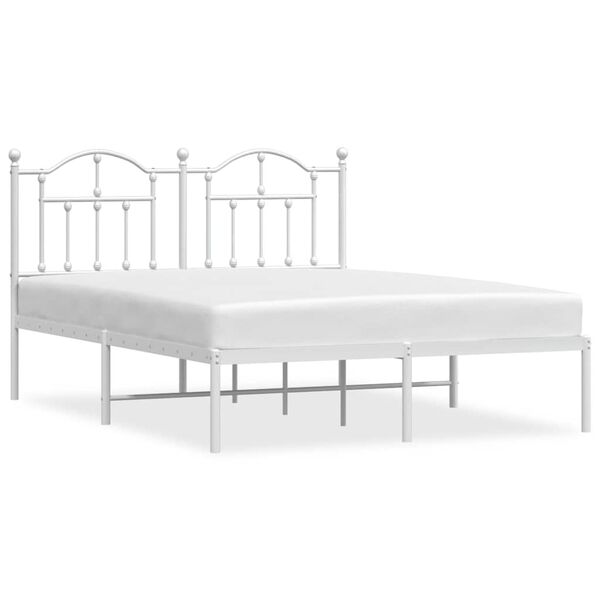 vidaXL Bedframe met hoofdbord metaal wit 140x190 cm