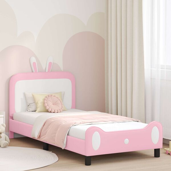 vidaXL Bedframe voor kinderen met hoofdbord Roze 80 x 200 cm PU