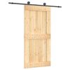 vidaXL Schuifdeur Naturel en Zwart 100 x 210 cm Massief Grenenhout