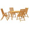 vidaXL 5-delige Eethoek 140x80x74 cm massief acaciahout
