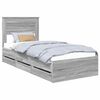 vidaXL Bedframe met lade Grijs Sonoma 90 x 190 cm Ingenieurshout