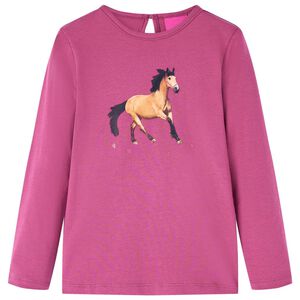 Kindershirt met lange mouwen 92 frambooskleurig