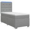 vidaXL Boxspring Bed met Matras en LED Lichtgrijs 90 x 190 cm Stof