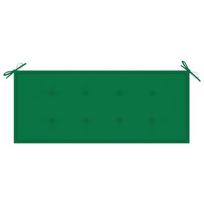 vidaXL Tuinbank met groen kussen 120 cm massief teakhout
