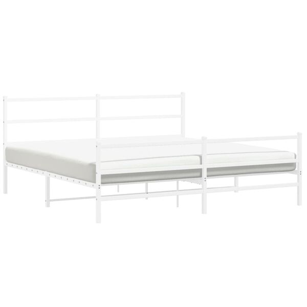 vidaXL Bedframe met hoofd- en voeteneinde metaal wit 183x213 cm