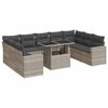 vidaXL 10-delige Loungeset met kussens poly rattan lichtgrijs