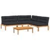 vidaXL 4-delige Loungeset pallet met kussens massief acaciahout