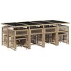vidaXL 13-delige Tuinset met kussens poly rattan beige