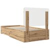 vidaXL Bedframe met hoofdeinde Artisan Eiken 90 x 200 cm Bewerkt hout