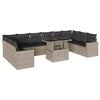 vidaXL 11-delige Loungeset met kussens poly rattan lichtgrijs
