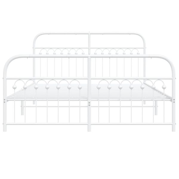 vidaXL Bedframe met hoofd- en voeteneinde metaal wit 160x200 cm