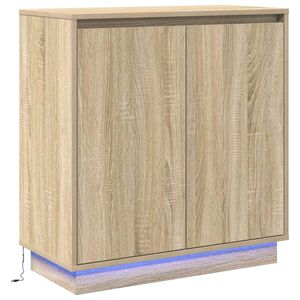 vidaXL LED Sideboard Sonoma Eiken 71 x 34,5 x 75 cm Bewerkt hout