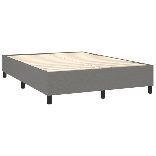 vidaXL Boxspring bed stof donkergrijs 140x200 cm