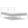 vidaXL Bedframe met hoofdbord metaal wit 135x190 cm