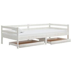 vidaXL Slaapbank met lades massief grenenhout wit 90x200 cm