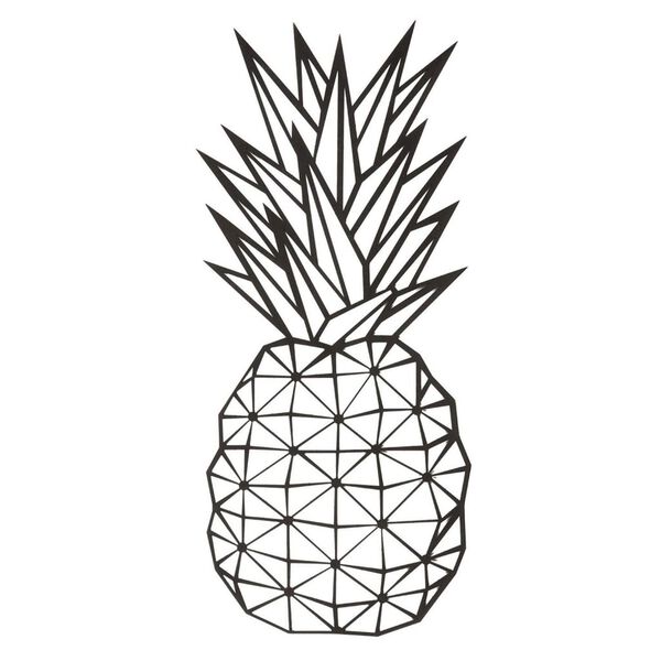 Homemania Wanddecoratie ananas 22x55 cm staal zwart