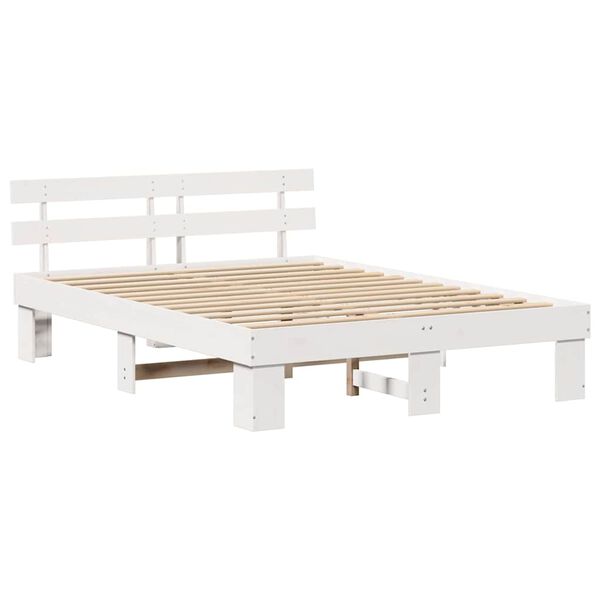 vidaXL Bedframe met hoofdeinde Wit 140 x 200 cm Massief grenenhout